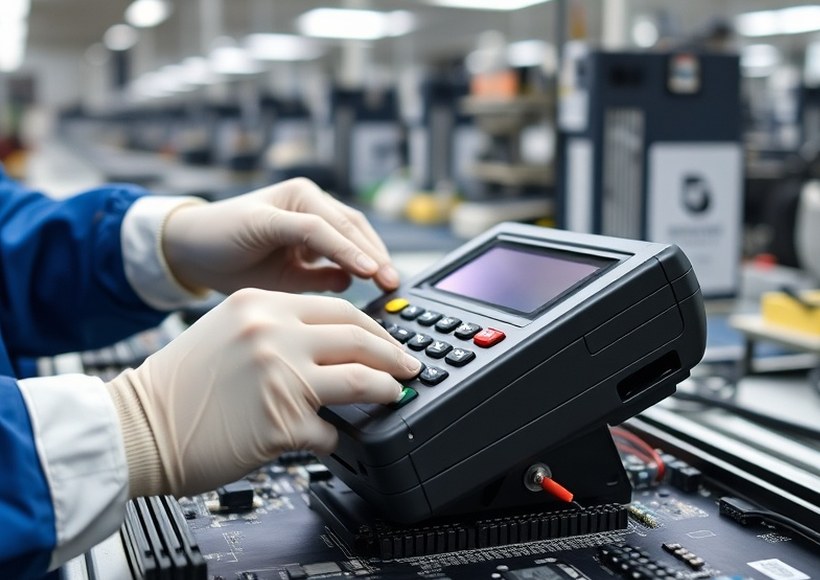 Módulo dispensador de un terminal de autoservicio en banco de pruebas